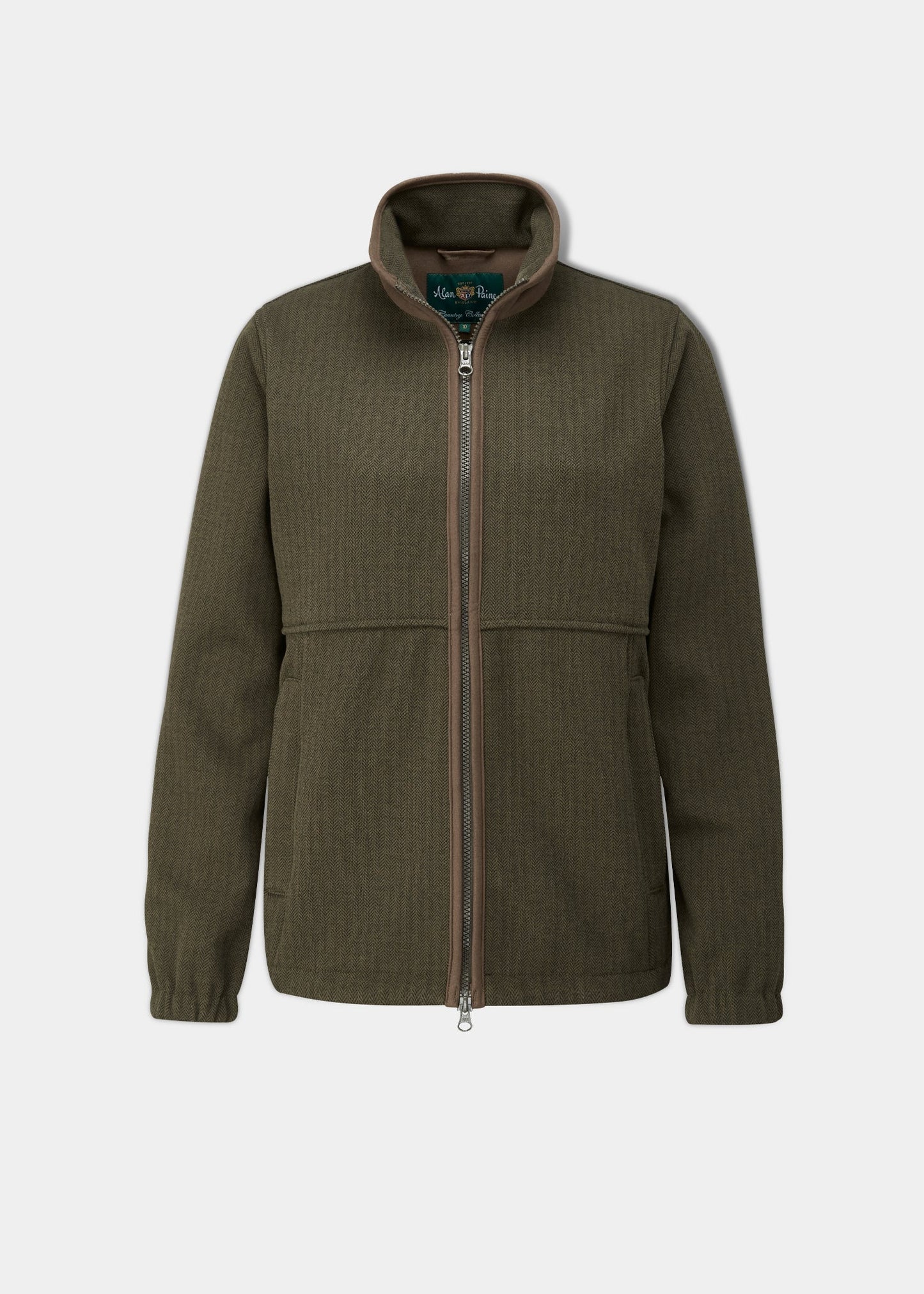 Aylsham Ladies Fleece Jacket In Green Herringbone - Regular Fit