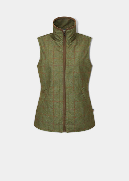 Didsmere Ladies Technical Tweed Gilet In Pine - Regular Fit