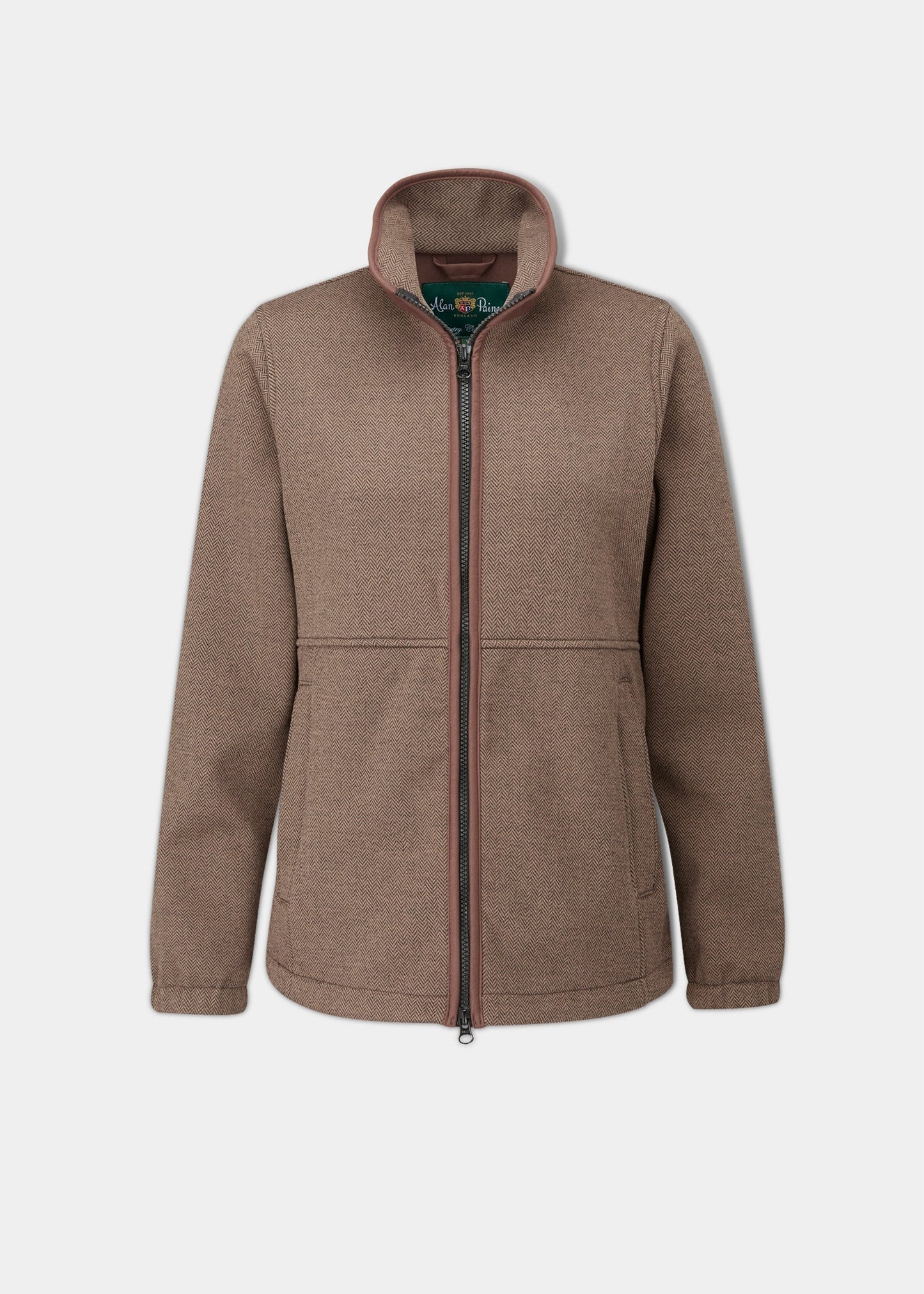 Aylsham Ladies Fleece Jacket In Brown Herringbone