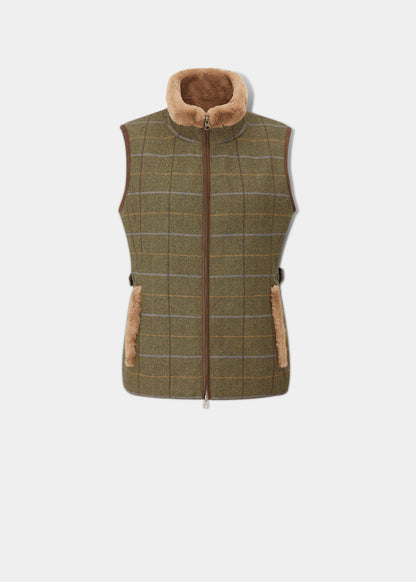 Combrook Ladies Tweed Gilet In Hazel