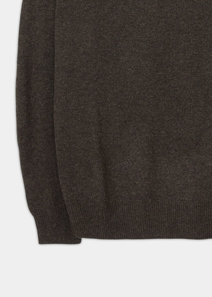 Men's Crew Neck Lambswool Jumper in Cocoa