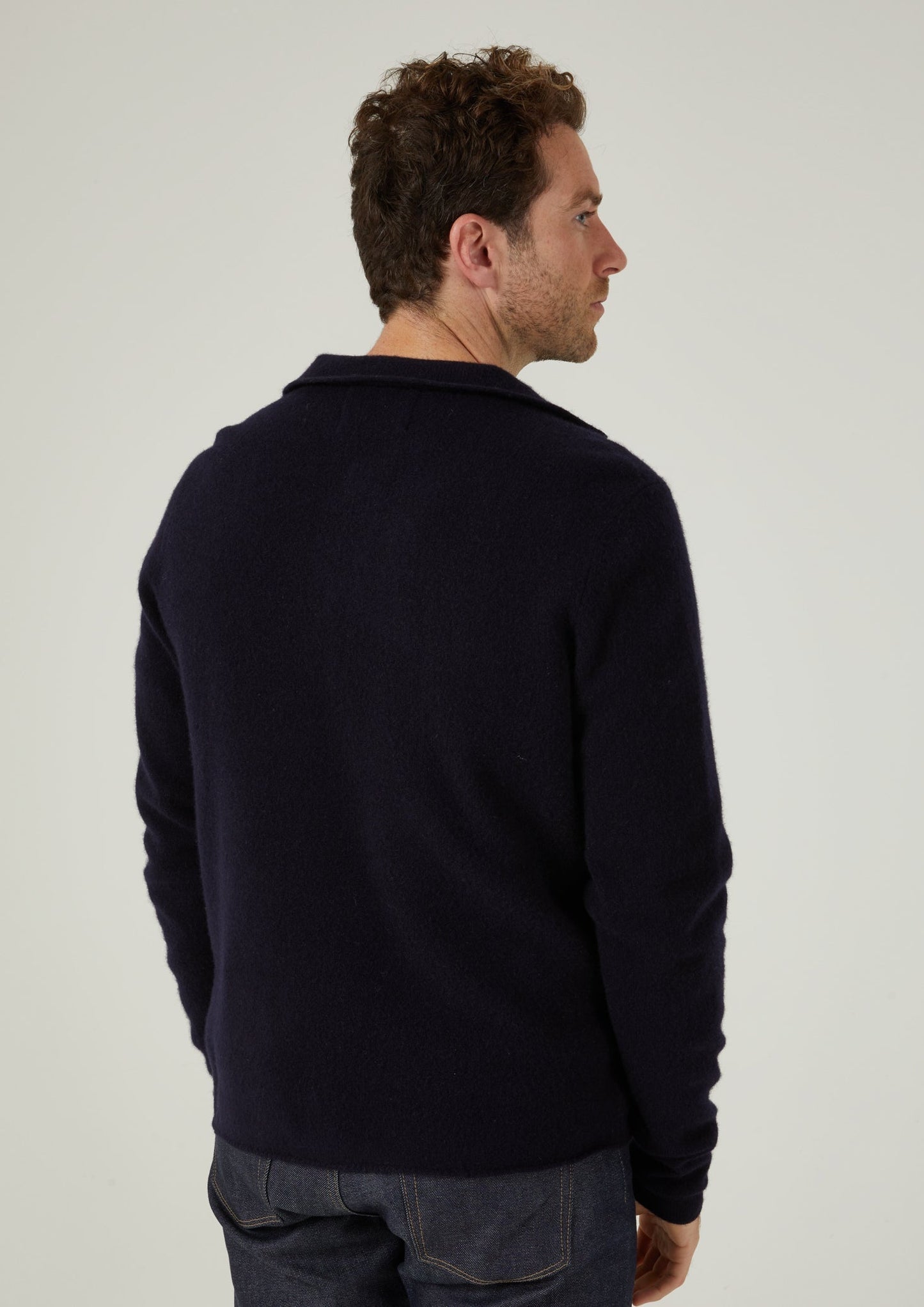 Ferndale Men's Knitted Lambswool Shirt In Navy 