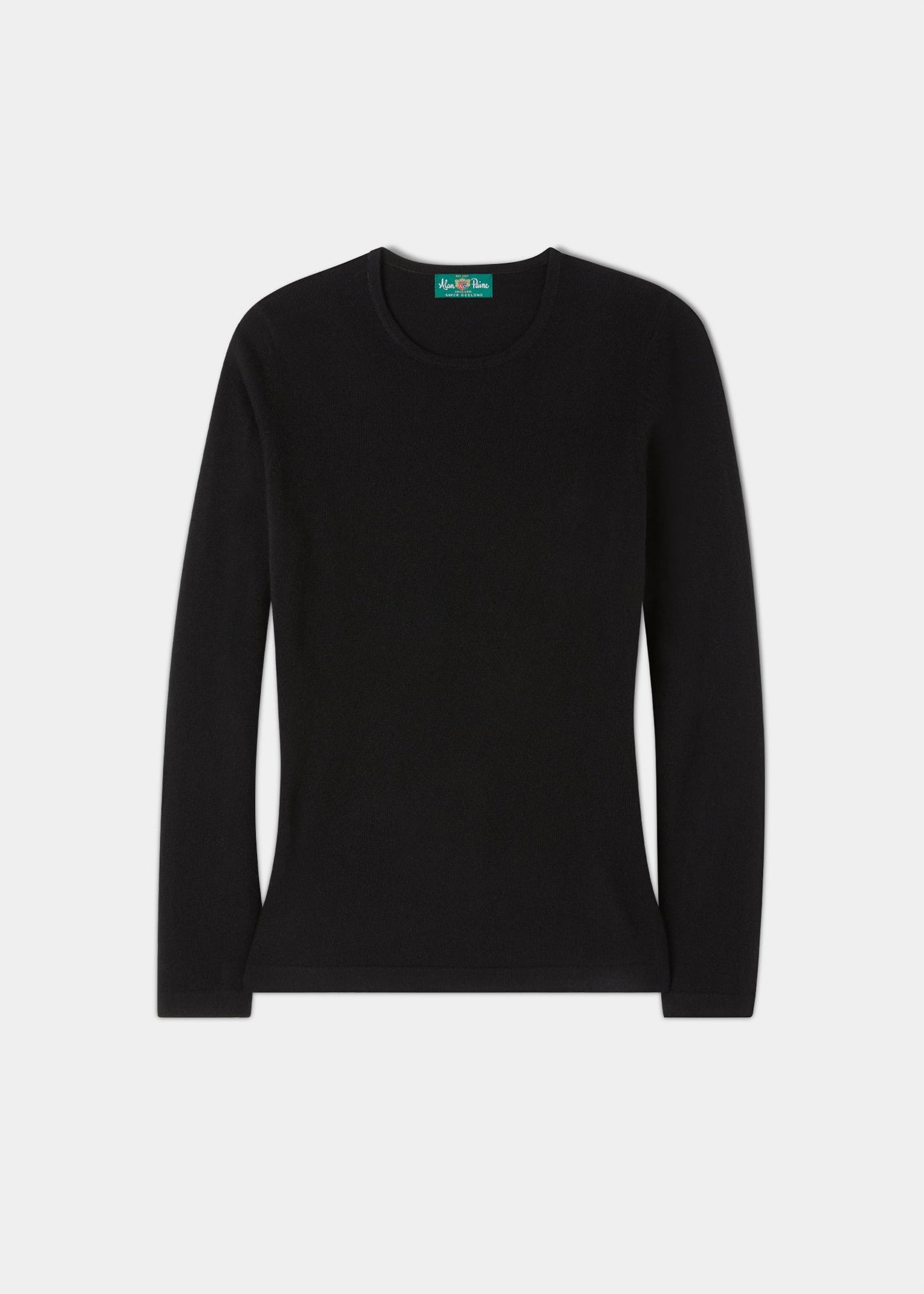 Ladies Geelong Lambswool Crew Neck Jumper In Black