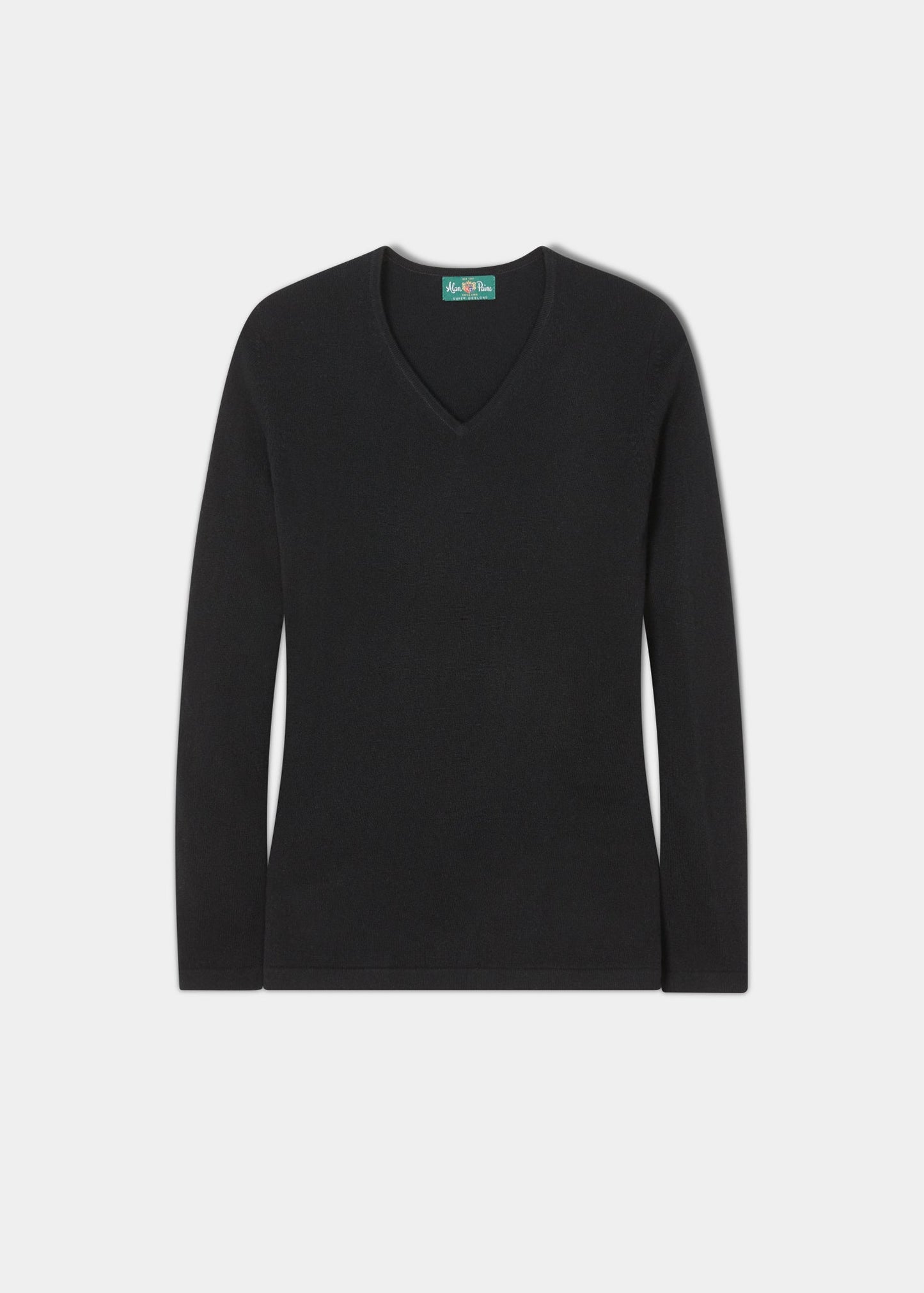 Ladies Geelong Lambswool Vee Neck Jumper In Black