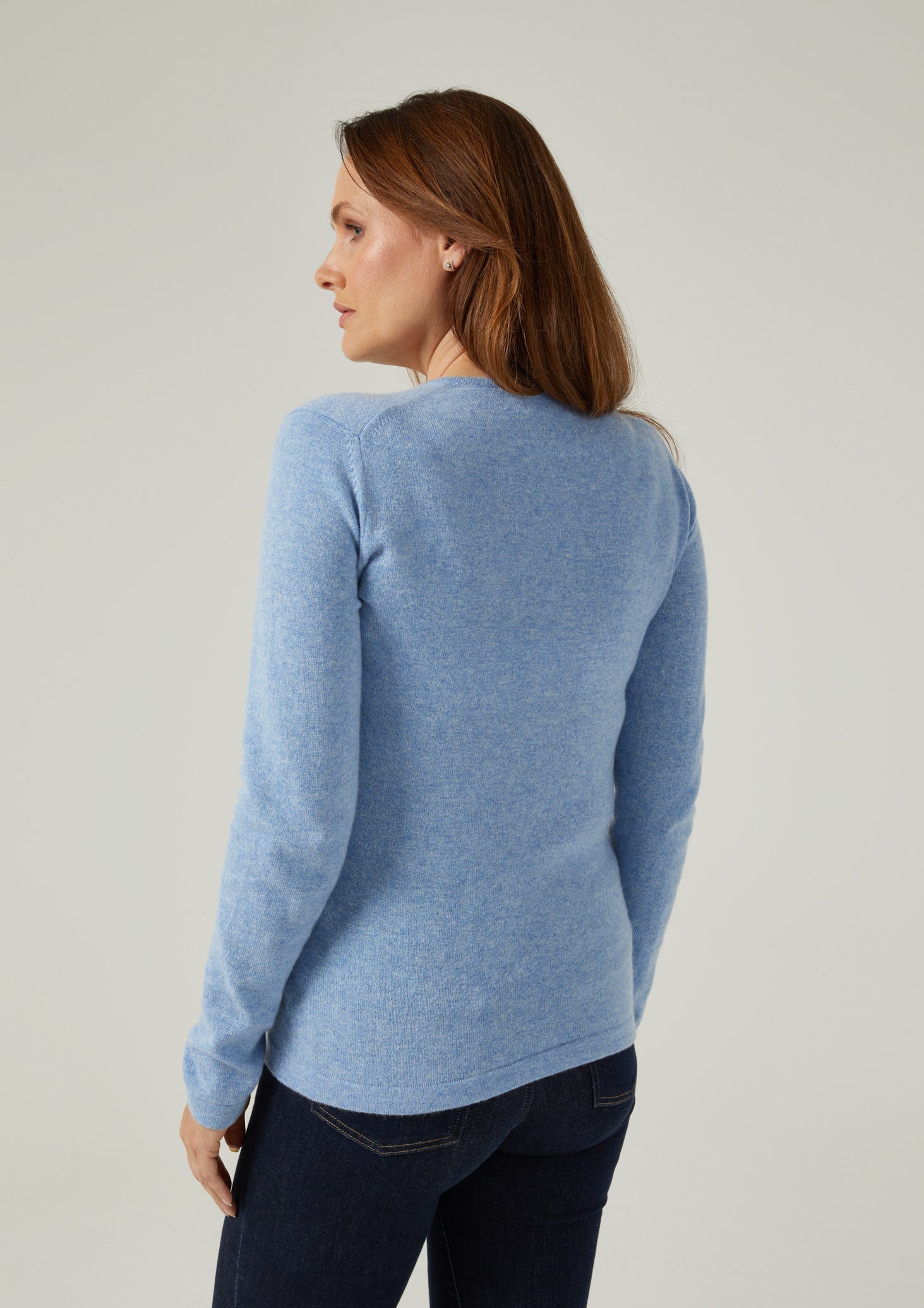 Ladies Geelong Lambswool Vee Neck Jumper In Mazerine