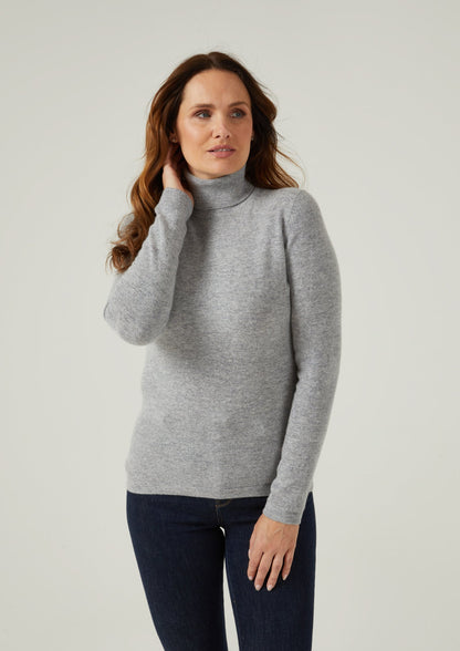 Ladies Roll Neck Jumper In Silver