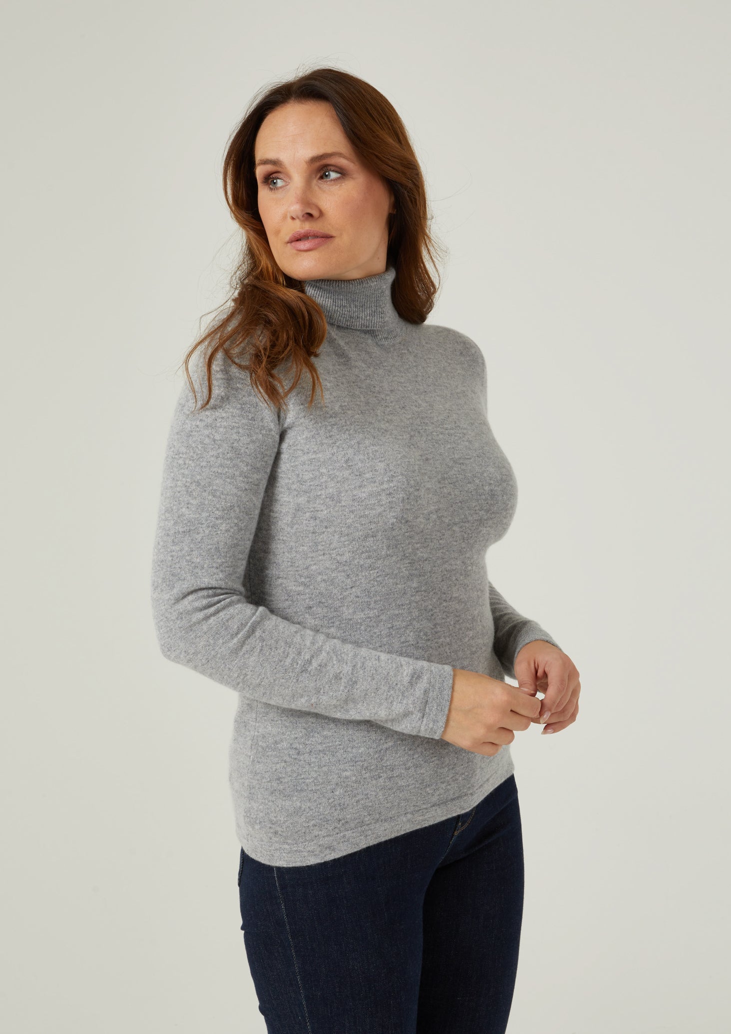 Ladies Roll Neck Jumper In Silver