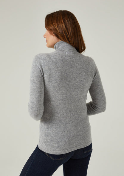 Ladies Roll Neck Jumper In Silver