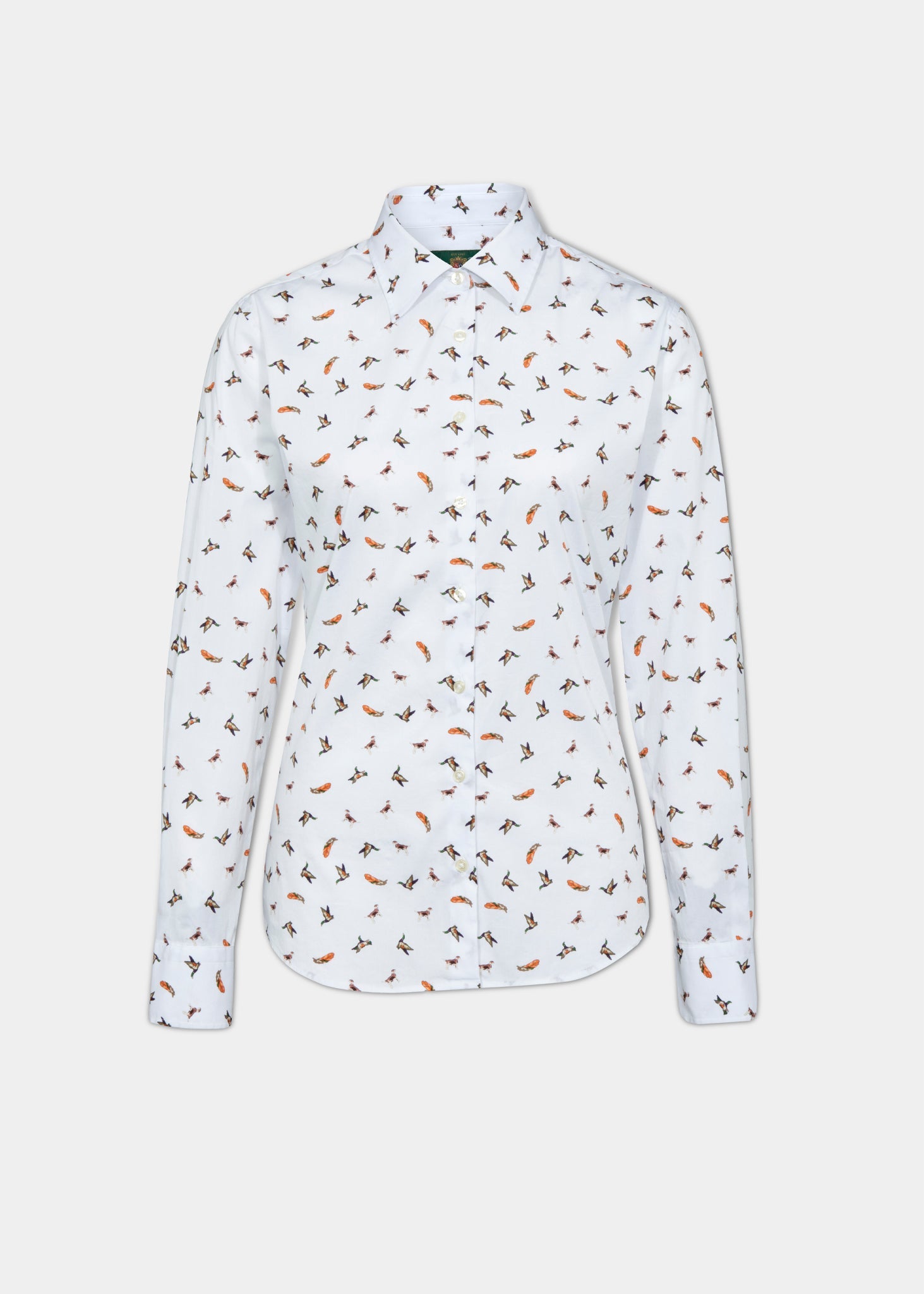 ladies-printed-cotton-country-shirt-dog-duck-design