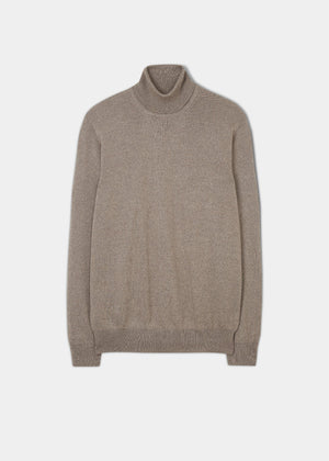 Men's Merino Wool Roll Neck Jumper in Mushroom 