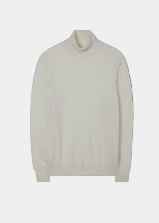 Linton Merino Wool Roll Neck Jumper in Ecru