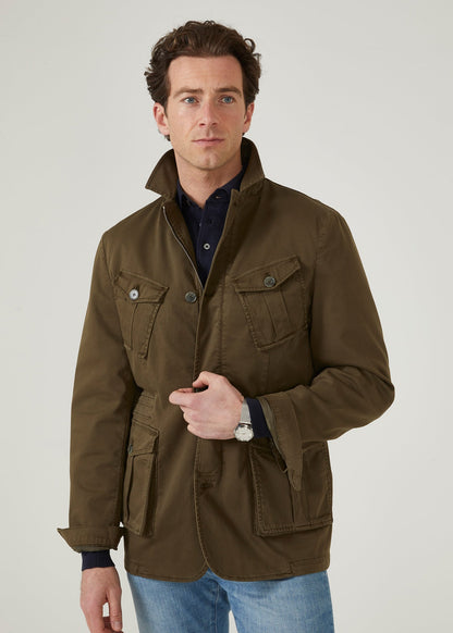 Casual men's jacket in olive green.