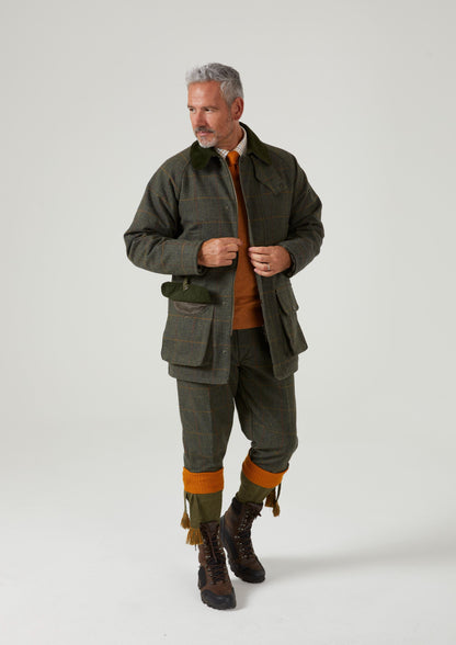 Rutland Men's Tweed Waterproof Shooting Coat In Seaweed