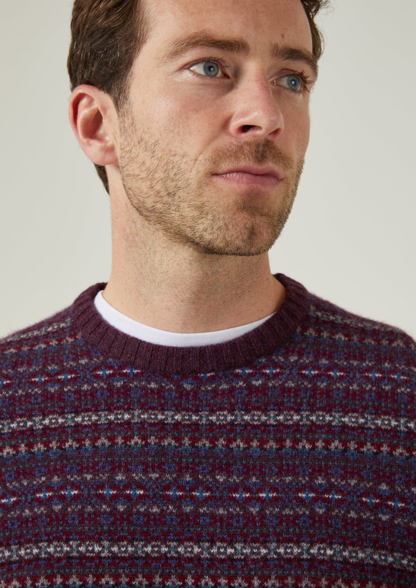 Towthorpe Men's Lambswool Fairisle Black Grape Jumper 